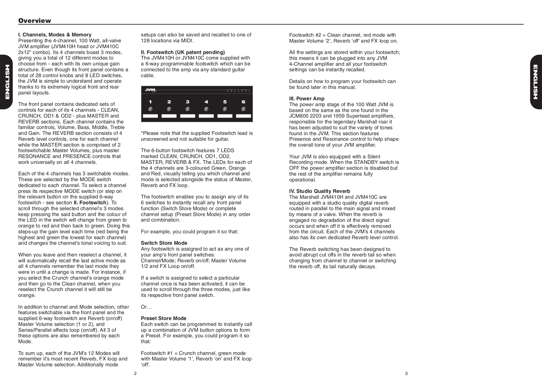 PDF manual for Marshall Amp JVM410C